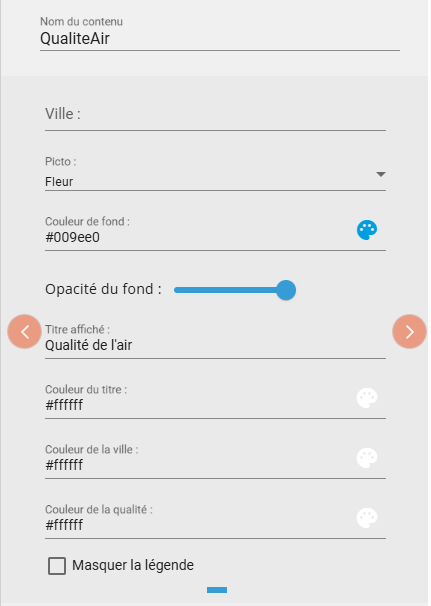 Paramétrage widget qualité air