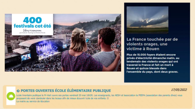 Exemple affichage dynamique pour le service public et para-public