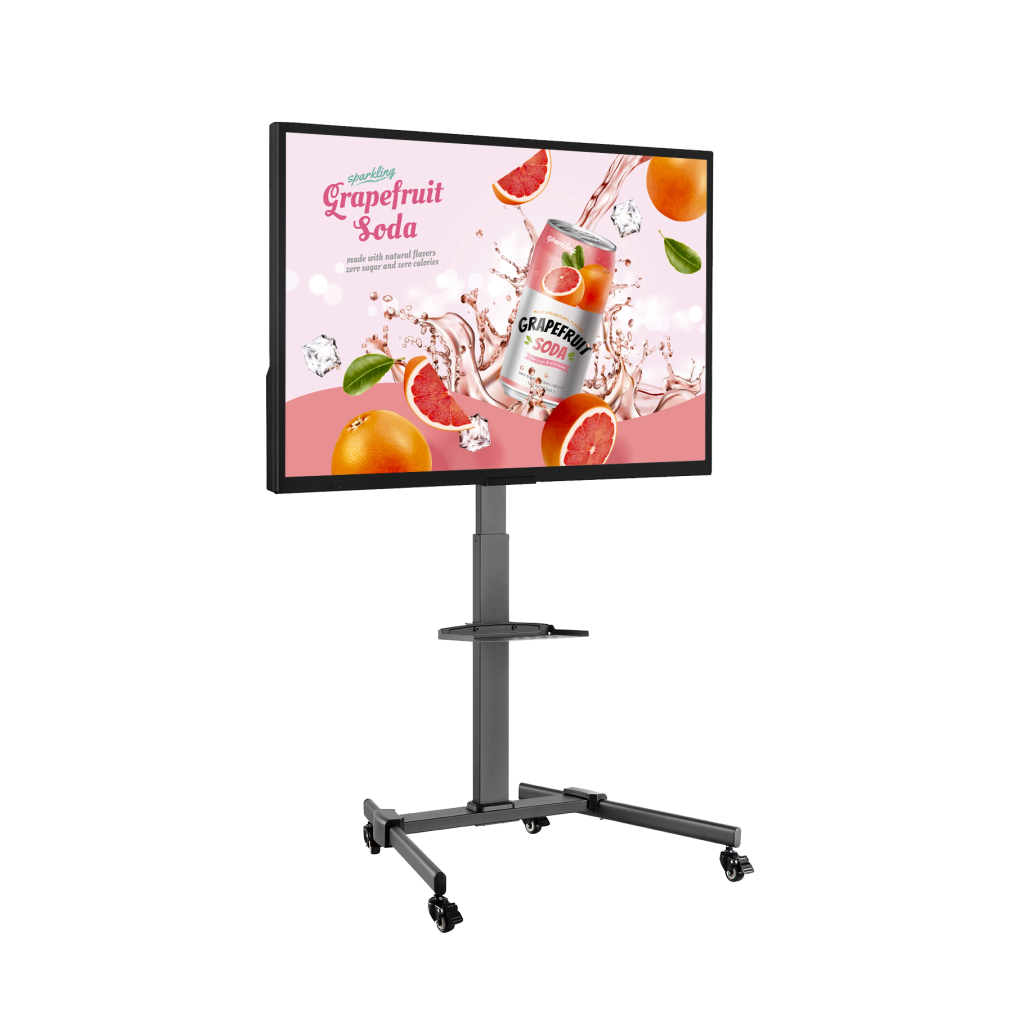 Ecran Support sur pied à roulettes contenu