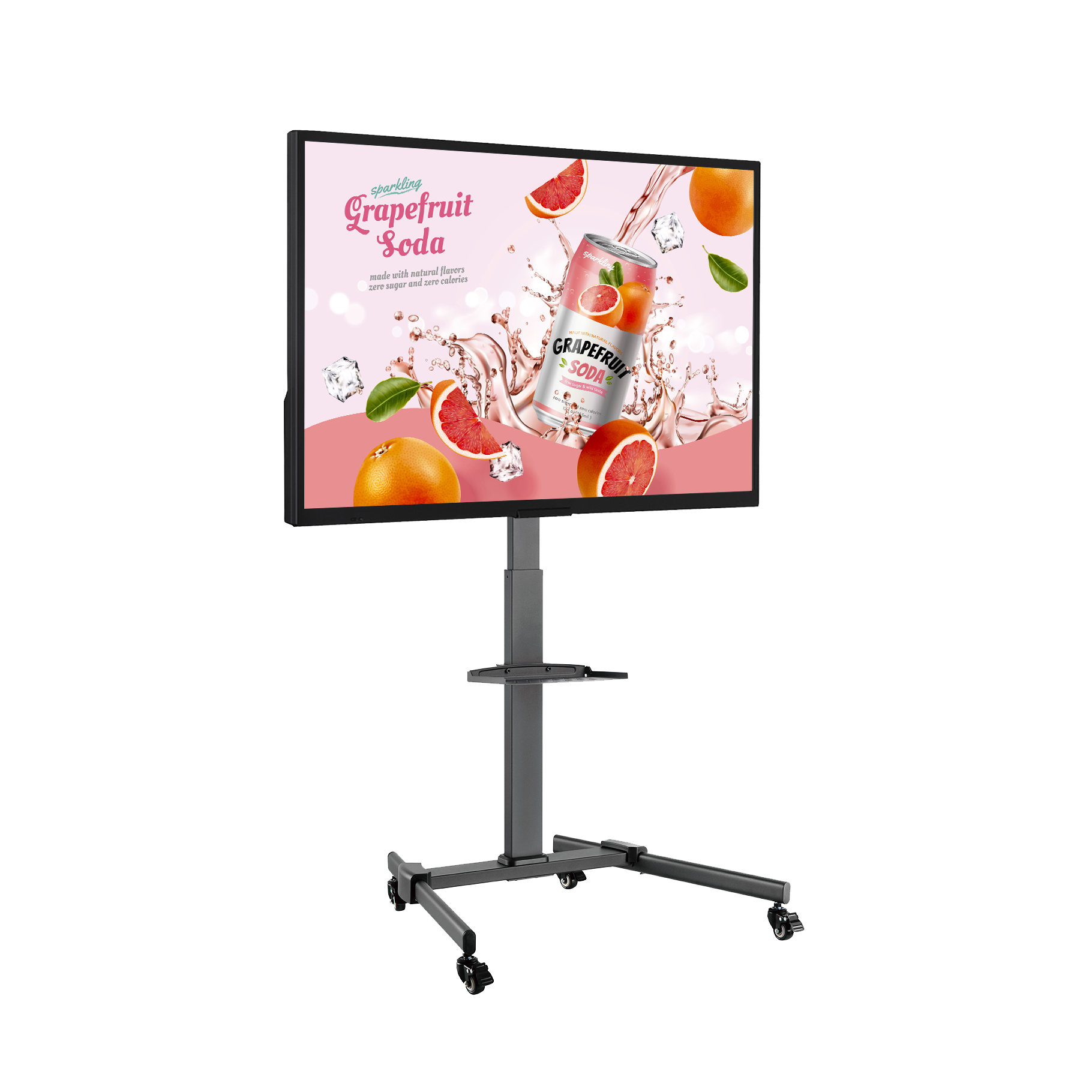 Ecran Support sur pied à roulettes contenu