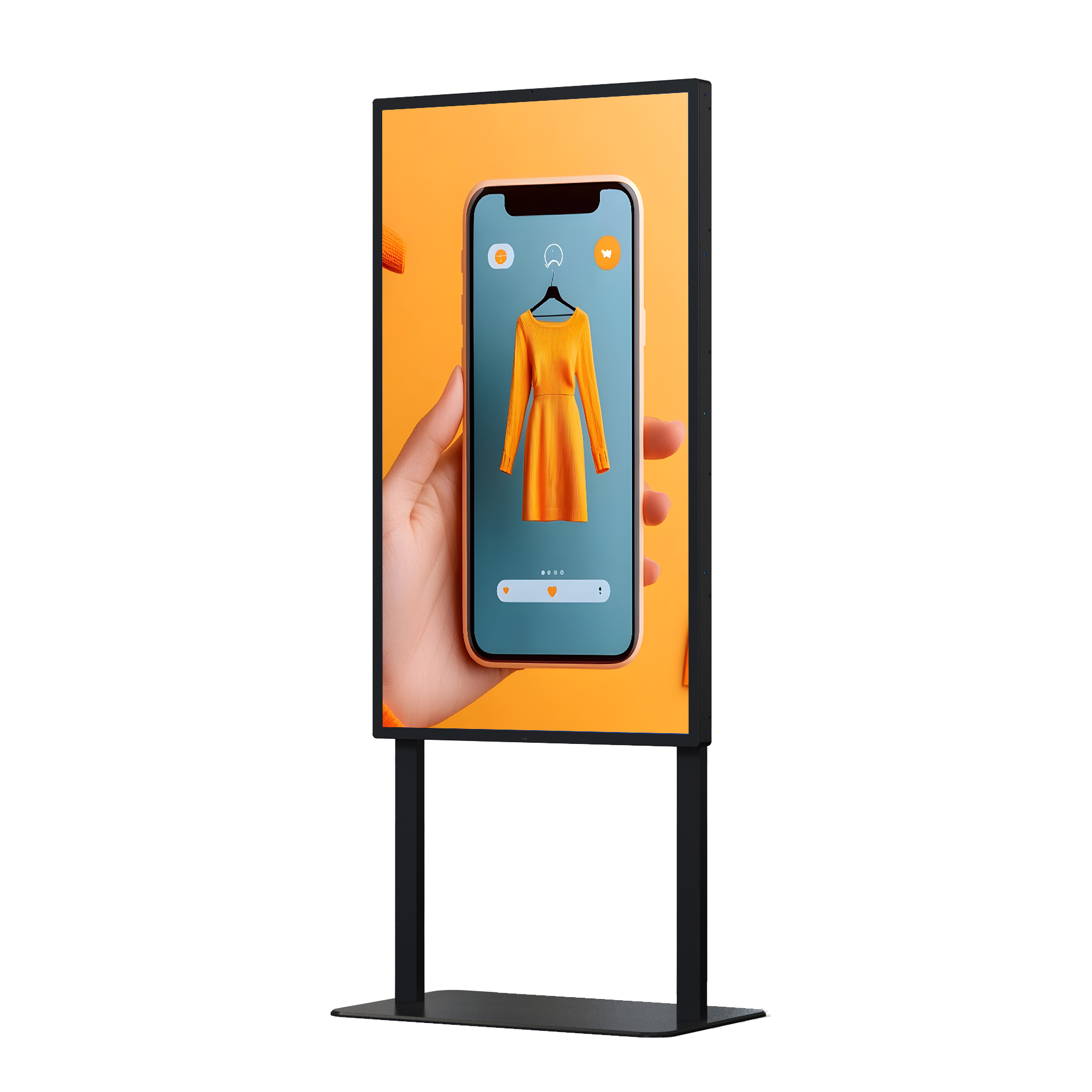 Ecran vitrine en totem caisson contenu