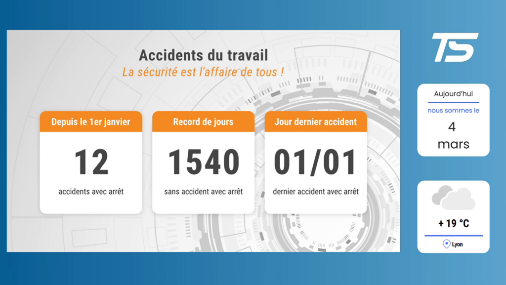 Affichage dynamique industrie - Accident du travail