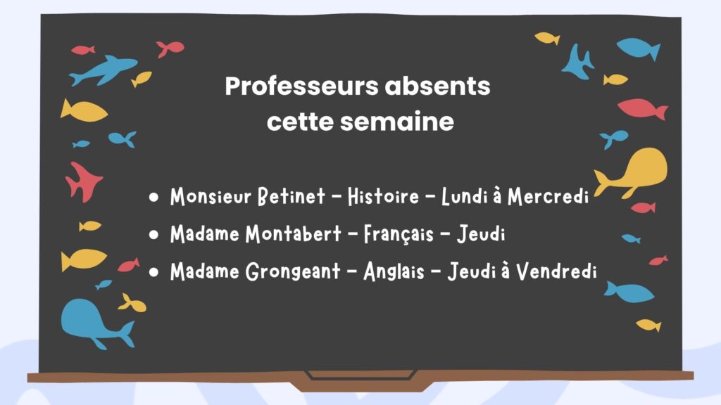 Affichage dynamique enseignement - Absences professeurs