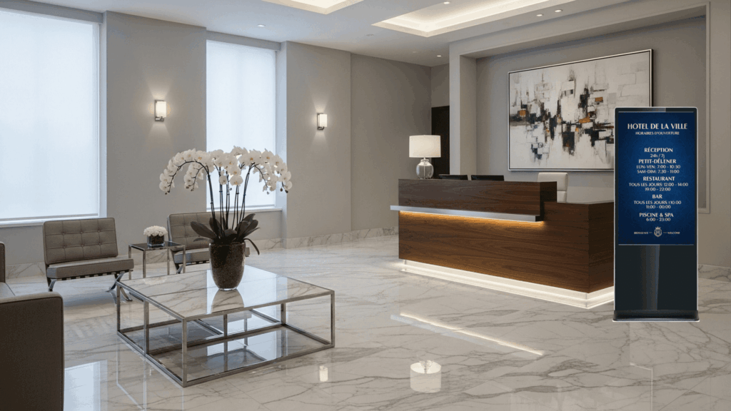 Affichage dynamique totem d'accueil hôtel