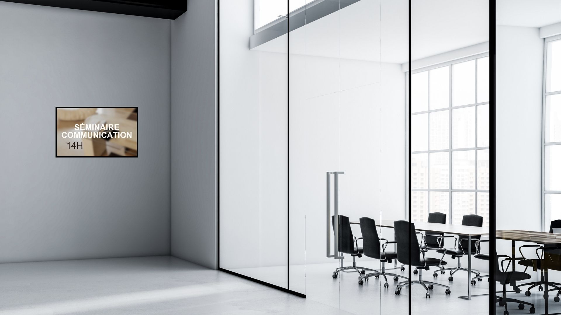 Affichage dynamique hôtellerie salle de séminaire