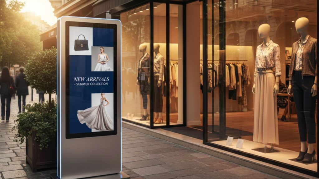 Affichage dynamique totem outdoor magasin