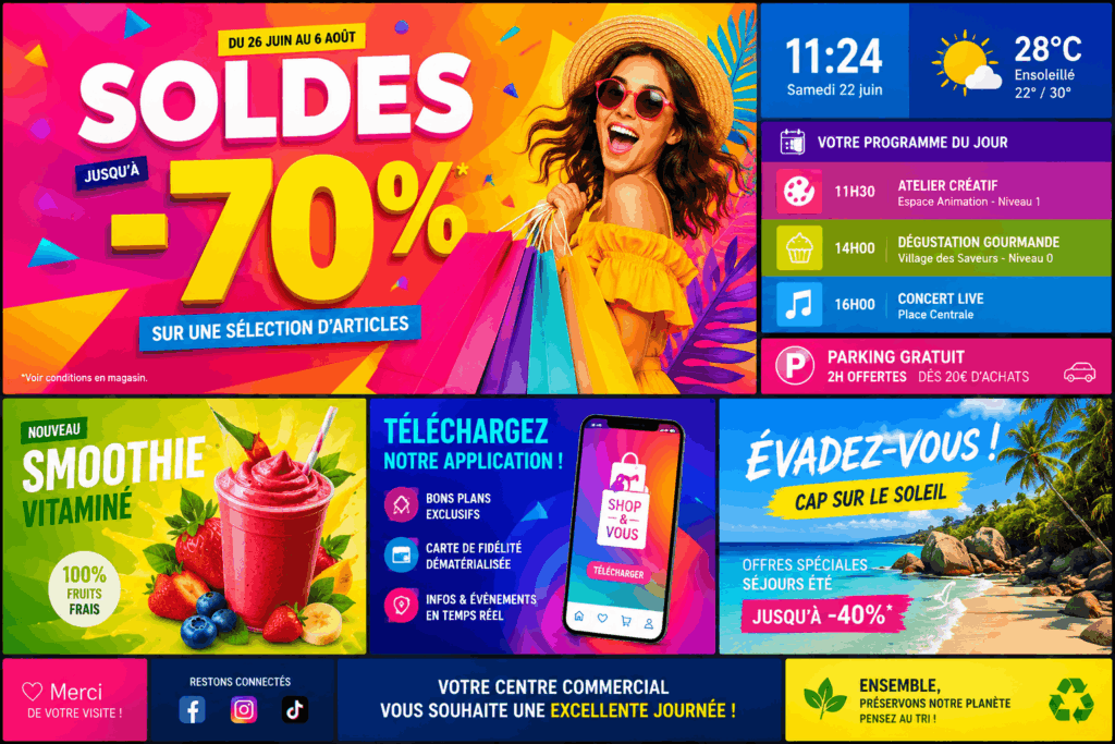 Affichage saturé en couleurs et informations