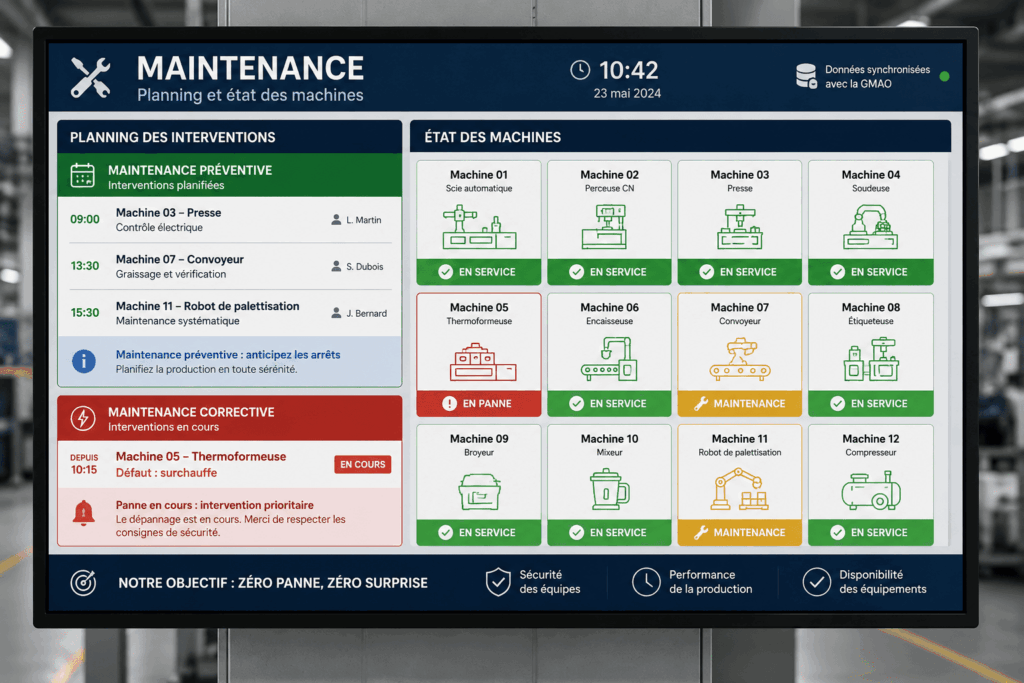 Planning de maintenance affichage dynamique